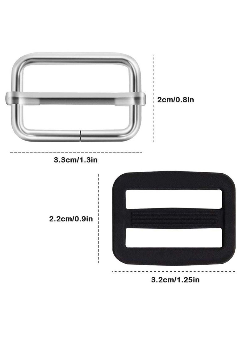 DIY Crafts DIY Crafts 1 inch Metal Plastic TriGlides Rectangle Adjustable Webbing Slider Metal SilverBlack Nylon 70 Black Nylon  - Image 3