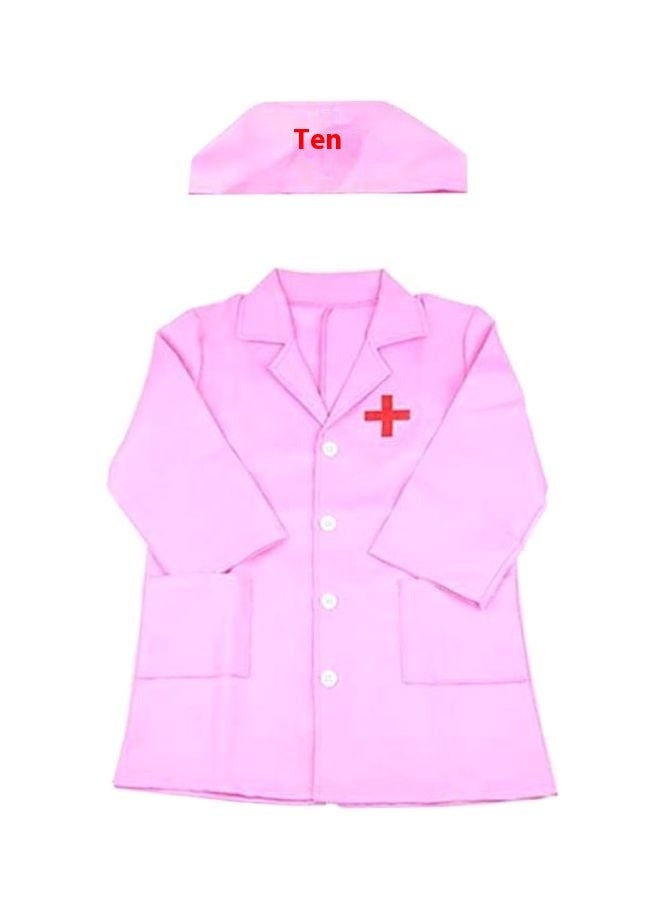 Doctor Pretend Playset With Doctor Uniform 10x10x3cm，Doctor Costume Doctor Coat Scrubs Doctor Dress Up Nurse Costume Career Day Costume - Image 1