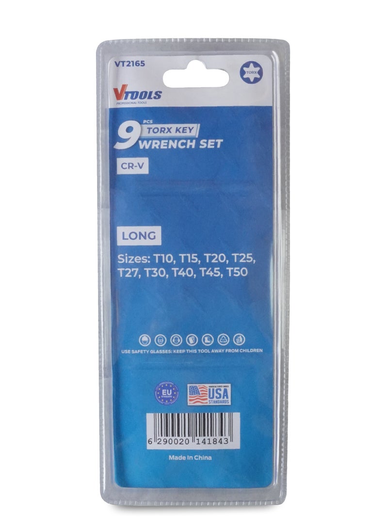 VTOOLS 9 Piece Long Torx Key Allen Wrench Set (1.5mm - 10.0mm) - Image 5