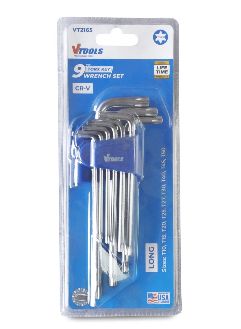 VTOOLS 9 Piece Long Torx Key Allen Wrench Set (1.5mm - 10.0mm) - Image 4