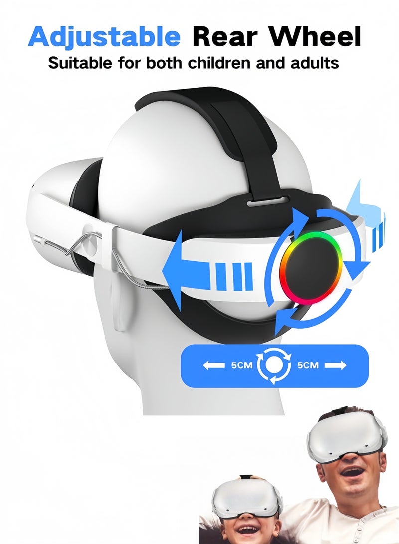 كول رابي حزام رأس RGB لجهاز Oculus/Meta Quest 2 مزود ببطارية سعة 10000 مللي أمبير توفر 8 ساعات من اللعب المتواصل، مع شحن سريع، وحزام Elite قابل للتعديل لتحسين الدعم والتوازن في الواقع الافتراضي. - Image 4