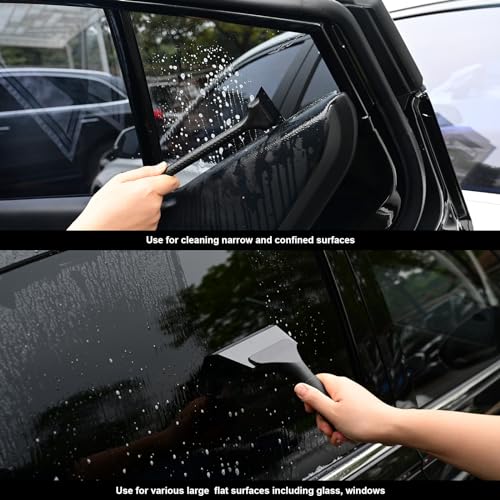 EHDIS Window Tint Tool Mini Quarter Window Squeegee Small Rubber Scraper Kit for Front Windows Rear Glass Shower Cleaning, Auto Car Glass Film Installation - Image 2