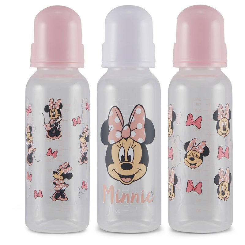 Disney Baby Bottles 9 oz for Boys and Girls| 3 Pack of Disney Minnie Bows and Winks Infant Bottles for Newborns and All Babies | BPA-Free Plastic Baby Bottle for Baby Shower - Image 1
