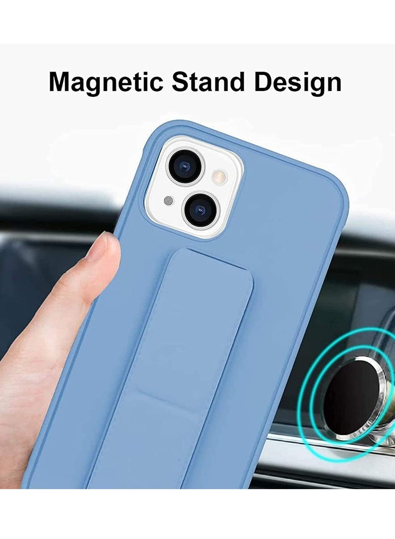 Case for iPhone 14 Plus, Back Stand Case with Magnet Holder Hand Grip Magnetic Car Mount Anti Scratch Shockproof Cover Case for iPhone 14 Plus (iPhone 14 Plus, Light Blue) - Image 3