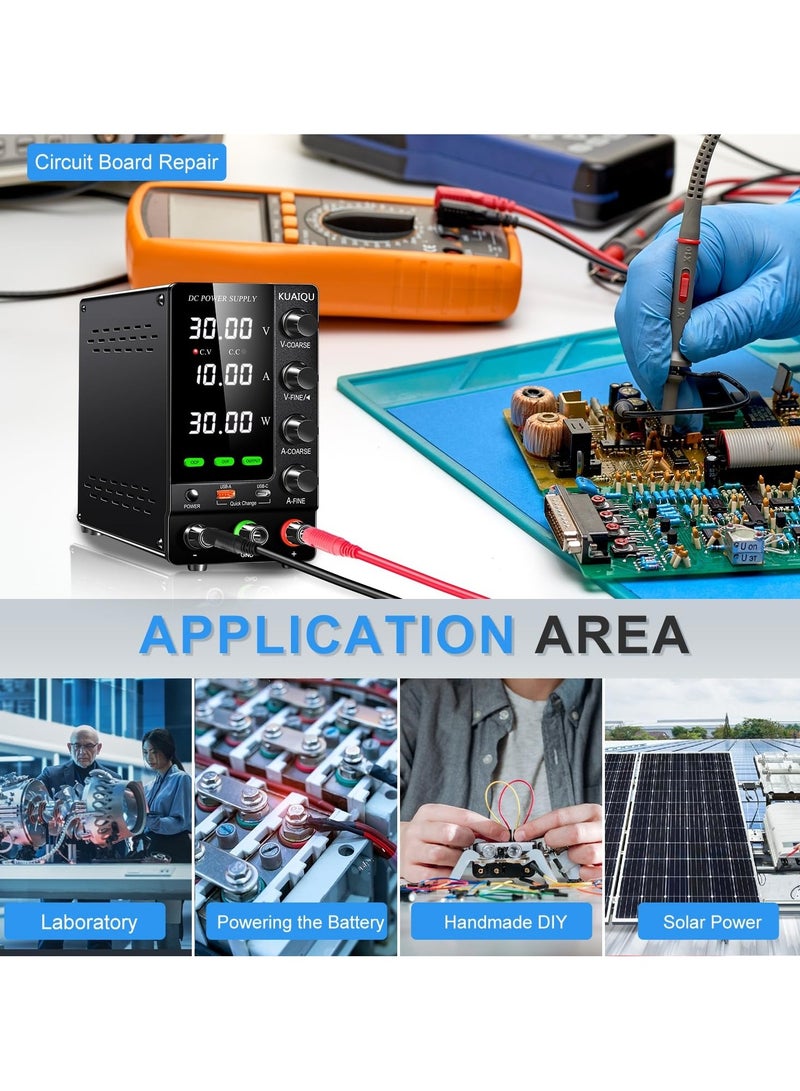 KUAIQU SPS-C3010 DC Regulated Power Supply 30V10A 300W Adjustable from 0-30V And 0-10A, Suitable for Laboratory Use, Battery Charging, Mobile Phones, Computers, Circuit Board Repairs, And Electroplating.  - Image 2