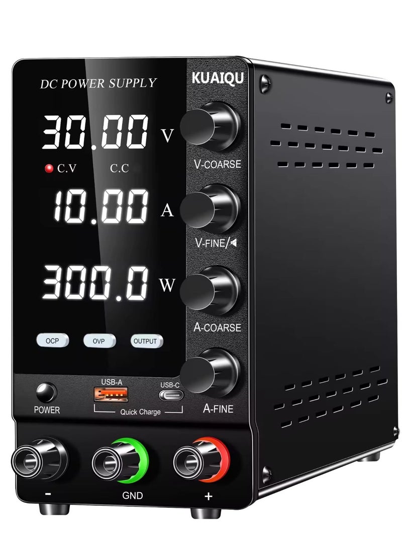 KUAIQU SPS-C3010 DC Regulated Power Supply 30V10A 300W Adjustable from 0-30V And 0-10A, Suitable for Laboratory Use, Battery Charging, Mobile Phones, Computers, Circuit Board Repairs, And Electroplating.  - Image 1