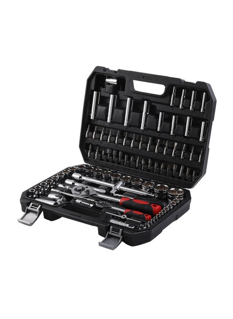 Tools Set with Carry Case - 94 Piece - Chrome Vanadium Mechanic Tool Set (with Socket Wrench, Ratchet Drive, Extension Bars, Philips, Flat, Hex, and Torx Bits) - Ideal for Automotive Repair, DIY Projects, and Household Maintenance