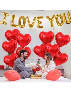Generic I Love You Balloons Set  | Heart Shaped Balloons, Romantic Decorations Special Night | Red Heart Balloons | Love Balloons For Happy Anniversary Decorations, Proposal Decorations  - Image 2