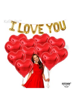 Generic I Love You Balloons Set  | Heart Shaped Balloons, Romantic Decorations Special Night | Red Heart Balloons | Love Balloons For Happy Anniversary Decorations, Proposal Decorations  - Image 3
