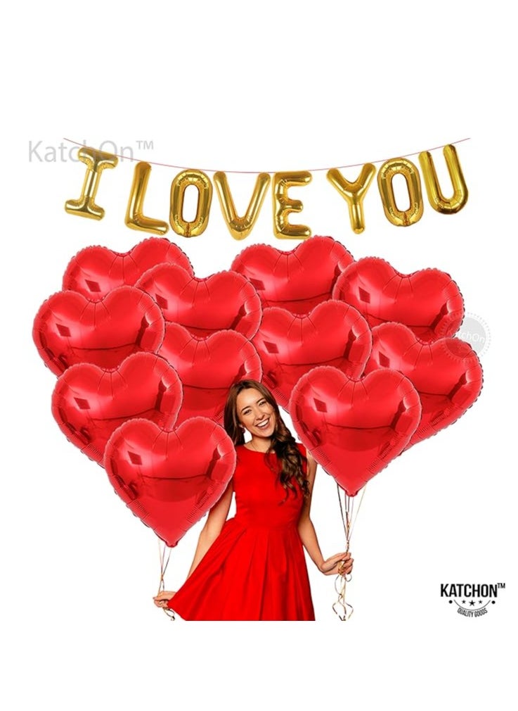 I Love You Balloons Set  | Heart Shaped Balloons, Romantic Decorations Special Night | Red Heart Balloons | Love Balloons For Happy Anniversary Decorations, Proposal Decorations  - Image 3