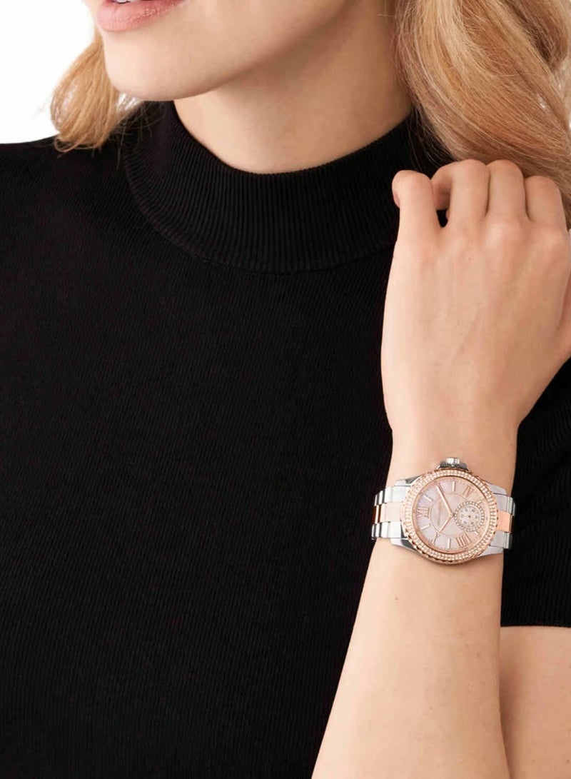 ام كي ساعة نسائية من الفضة والذهب الوردي، ميناء من الذهب الوردي | 7402 - Image 5