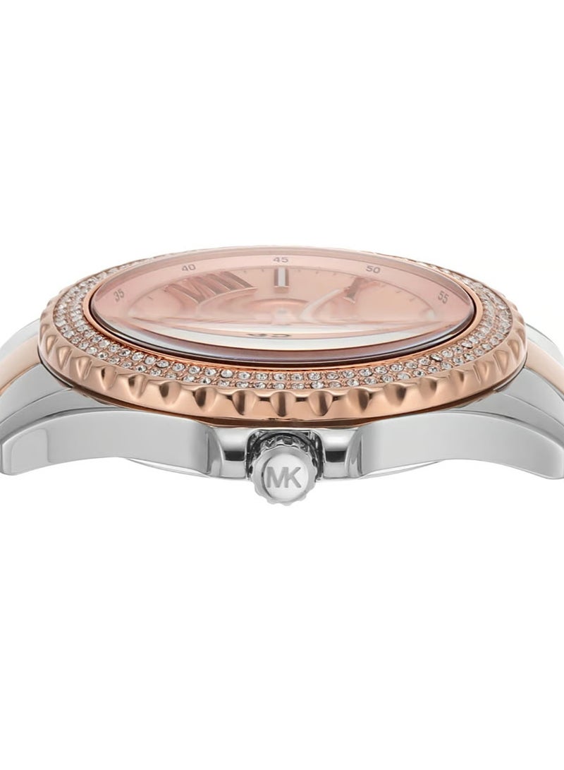 ام كي ساعة نسائية من الفضة والذهب الوردي، ميناء من الذهب الوردي | 7402 - Image 4
