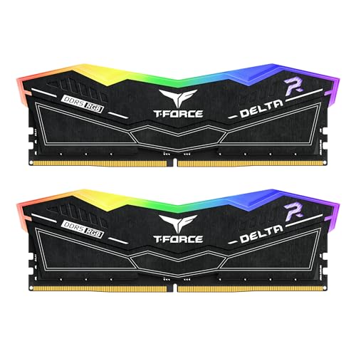 TEAMGROUP T-Force Delta RGB DDR5 Ram 32GB (2x16GB) 6400MHz PC5-51200 CL38 Desktop Memory Module Ram for 600 700 Series Chipset XMP 3.0 Ready Black FF3D532G6400HC38JDC01 - Image 1