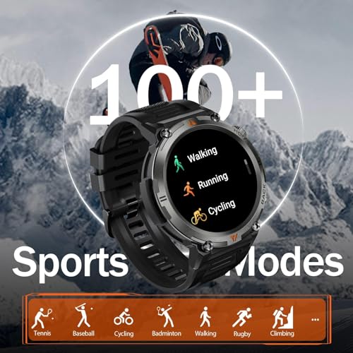 EIGIIS Military Smart Watch for Men with LED Flashlight 1.45” Rugged 3ATM Waterproof Smart Watch with 100+ Sports Modes Fitness Tracker with Heart Rate Sleep Monitor Tactical Smartwatch for iPhone Android - Image 5
