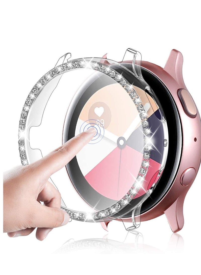 SYOSI Suitable for Samsung active2 watch protective case Samsung watch protective case diamond, for Samsung Galaxy Watch Active 2 Screen Protector Protective Bumper with HD Screen Protector (Clear) - Image 1
