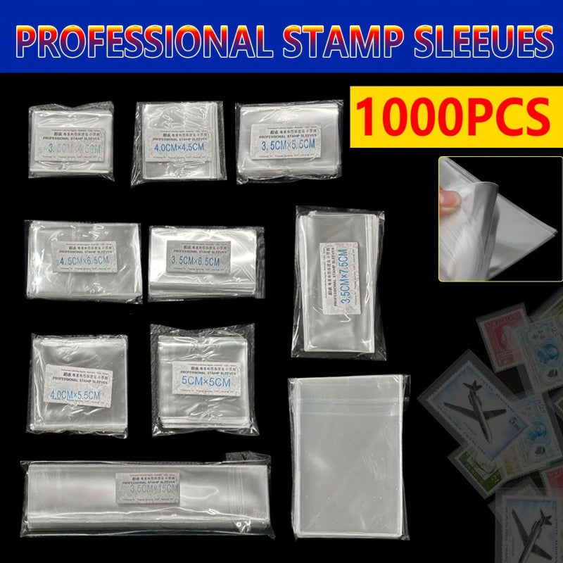1000 PCS Stamp Protection Bags 10 Models OPP Storage Pouches for Collection Display and Coin Suitable for All Sizes - Image 1