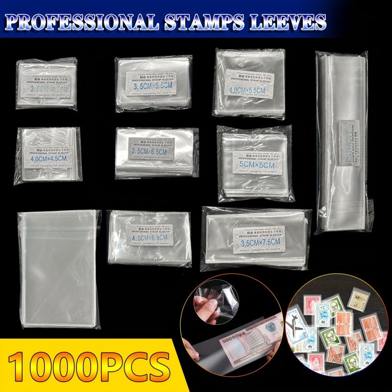 1000 PCS Stamp Protection Bags 10 Models OPP Storage Pouches for Collection Display and Coin Suitable for All Sizes - Image 2