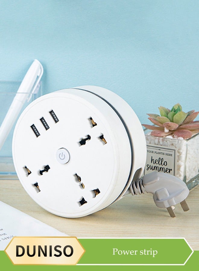 DUNISO Power extension cord, universal retractable power board, surge protector, portable travel power board with 3 power sockets and 3 USB slots, suitable for home, kitchen, office  - Image 1