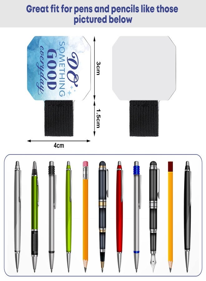 Woanger 12 Pack Pen Loop Holder Self Adhesive Pencil Clip Bulk with Inspirational Quote Elastic Loop Designed for Notebook Journals Calendars Bible Gifts for School Office Supplies - Image 2
