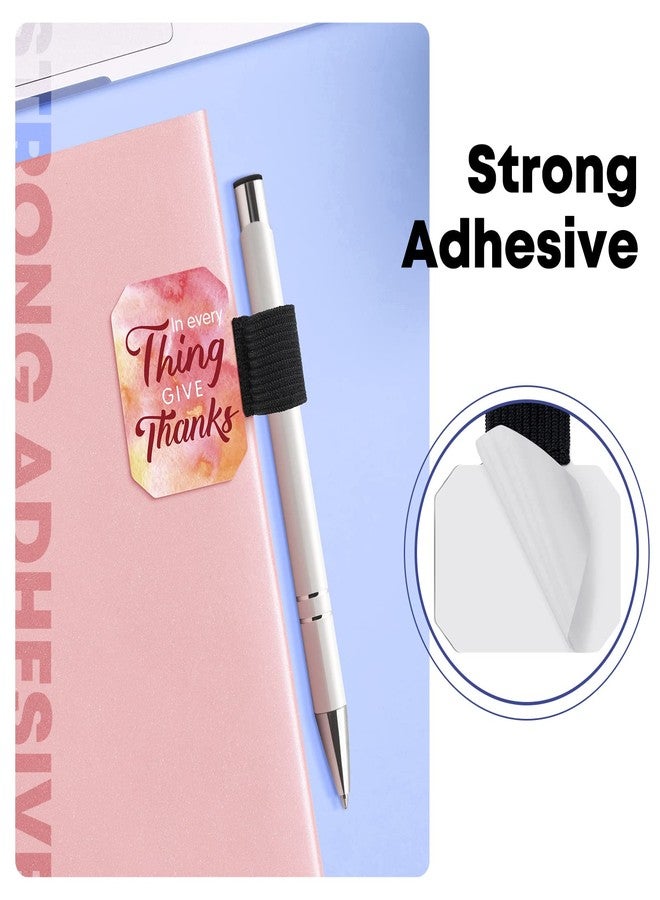 Woanger 12 Pack Pen Loop Holder Self Adhesive Pencil Clip Bulk with Inspirational Quote Elastic Loop Designed for Notebook Journals Calendars Bible Gifts for School Office Supplies - Image 4