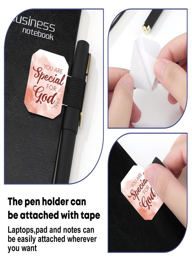 Woanger 12 Pack Pen Loop Holder Self Adhesive Pencil Clip Bulk with Inspirational Quote Elastic Loop Designed for Notebook Journals Calendars Bible Gifts for School Office Supplies - Image 5