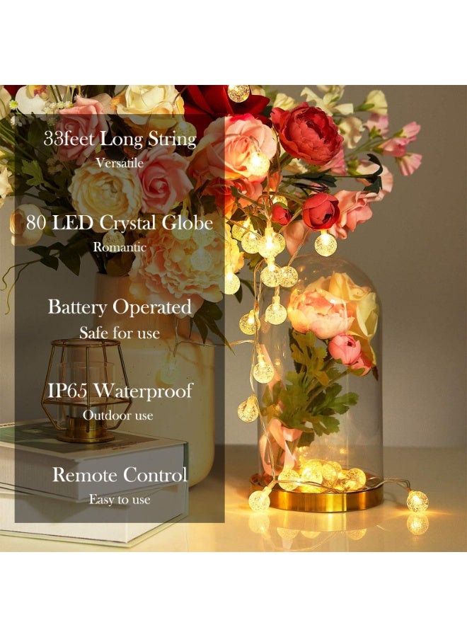 33ft 80LED Globe String lghts Fairy Battery Operated String with Remote Waterproof Indoor Outdoor Hanging Lights Christmas for Home Party Patio Garden Wedding - Image 2