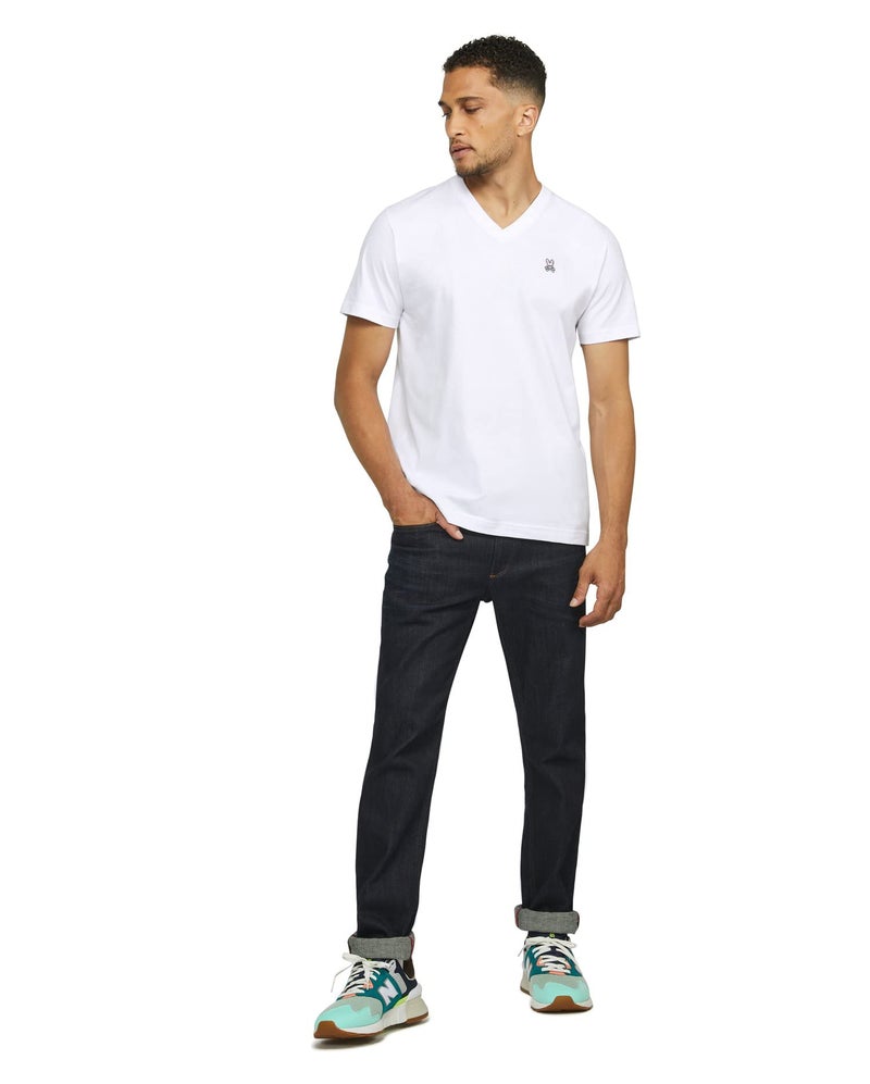 Psycho Bunny Men's Regular Fit Short Sleeve V Neck T-Shirt White - Image 2