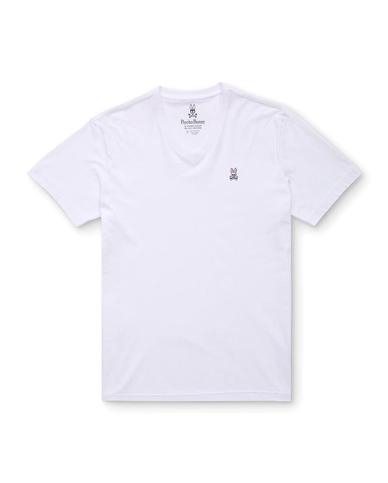 Psycho Bunny Men's Regular Fit Short Sleeve V Neck T-Shirt White - Image 3