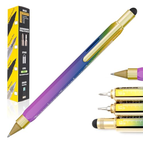 MONTEVERDE USA 9-in-1 Tool Ballpoint Pen in Rainbow – PVD-Coated Multifunctional Pen with Stylus, Screwdrivers, Level, and Ruler – Exclusive Collection, Great Gift for Men - Image 1