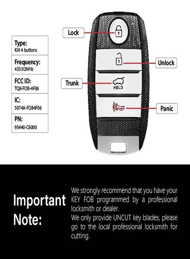 Keylessbest Replacement for 2015 2016 2017 2018 Kia Sorento Key Fob Remote Control TQ8-FOB-4F06 4 Buttons 433.92MHz - Image 3