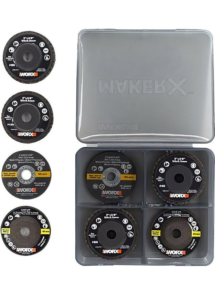 WORX WA7213 50MM 16 Piece Professional Cutting Grinding Sanding Accessory Set  - Image 2
