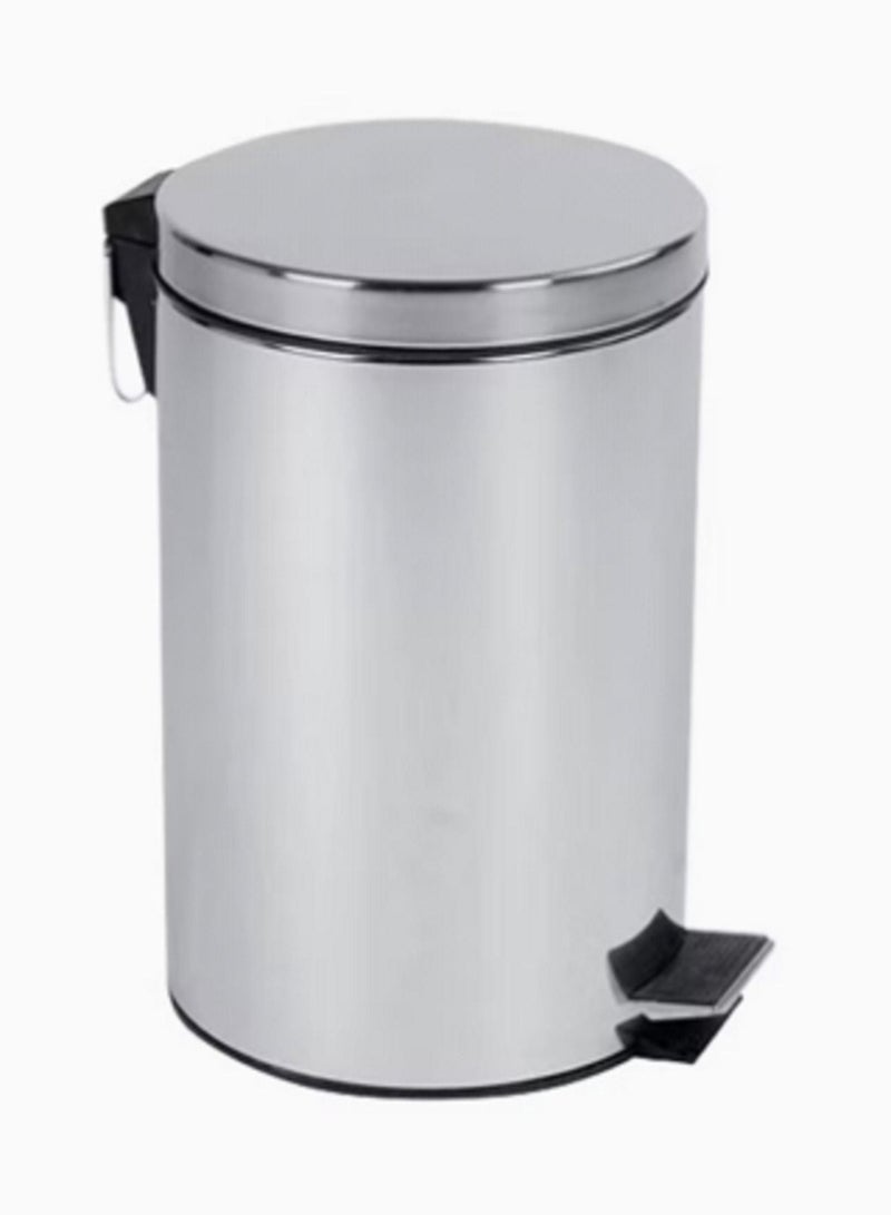 Stainless Steel Pedal Round Bin Silver 5L