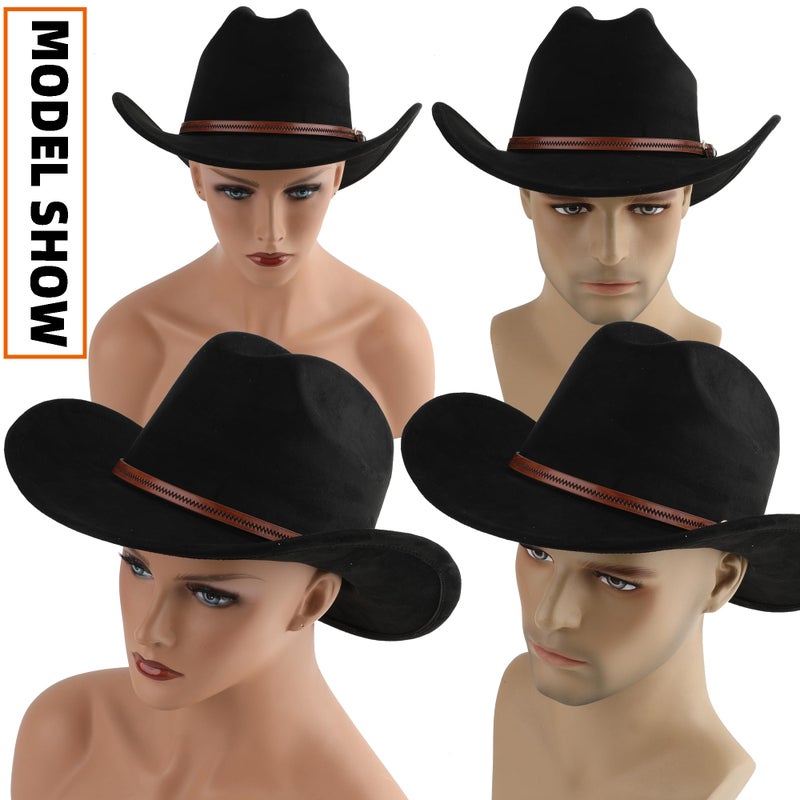Pro Celia Cowboy Hat for Women and Men Wide Brim Western Cowgirl Hat (US, Alpha, One Size, Black) - Image 5