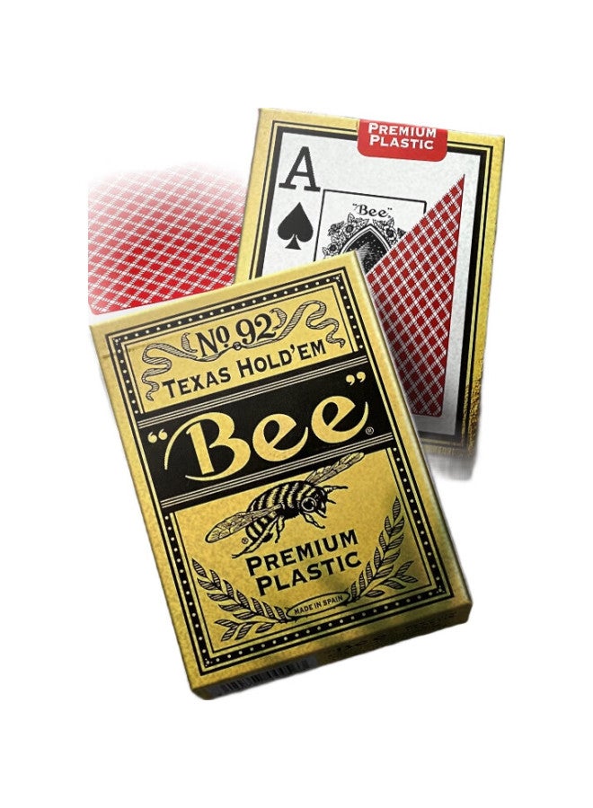 Bee Entertainment-Specific Playing Cards, Plastic Texas Hold'Em Large-Character Wide Cards, Waterproof And Durable, Imported, Red - Image 1