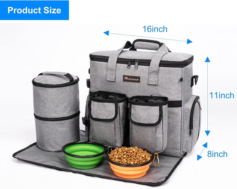 Modoker Dog Travel Organizer with 2 Collapsible Bowls for Supplies & Accessories, Airline Approved Dog Tote Pet Travel Bag with 2 Travel Food Container - Image 4