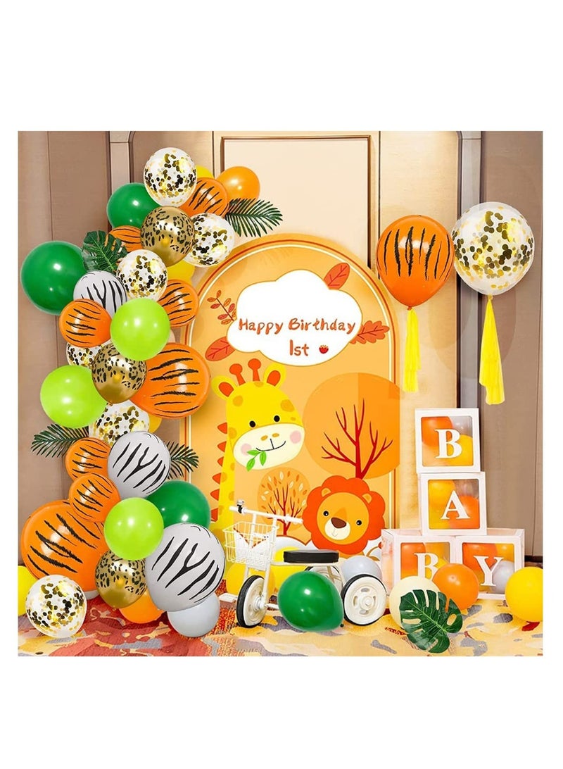 Excefore Jungle Balloons, Green Party Balloons, 60 Pcs Jungle Animal Print Balloons, with Gold Confetti Balloon, for Birthday Party, Baby Shower, Jungle Safari, Forest Animal Theme Party Decorations - Image 5