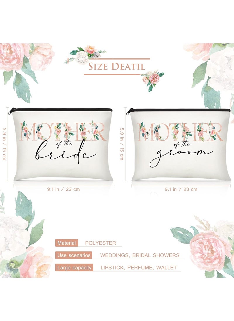 Reginary Reginary 2 Pieces Wedding Cosmetic Bags Mother of The Bride Makeup Bag Mother of Groom Canvas Floral Initial Print for Mom in Law Wedding Engagement GiftFlower  - Image 2