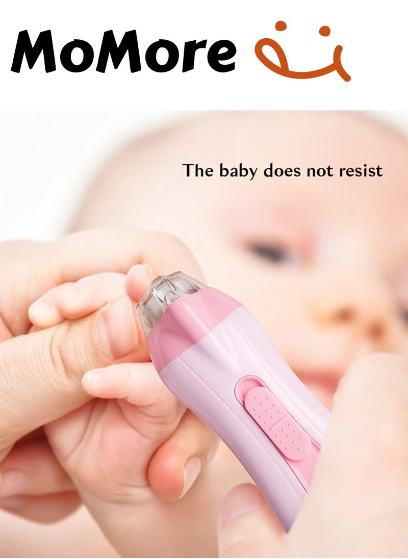 Momore Gentle Baby Electric Nail Trimmer With LED Light And Dust Cover, 6 Grinding Head Replacement Pads, Pink  - Image 2
