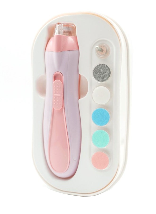 Momore Gentle Baby Electric Nail Trimmer With LED Light And Dust Cover, 6 Grinding Head Replacement Pads, Pink  - Image 1