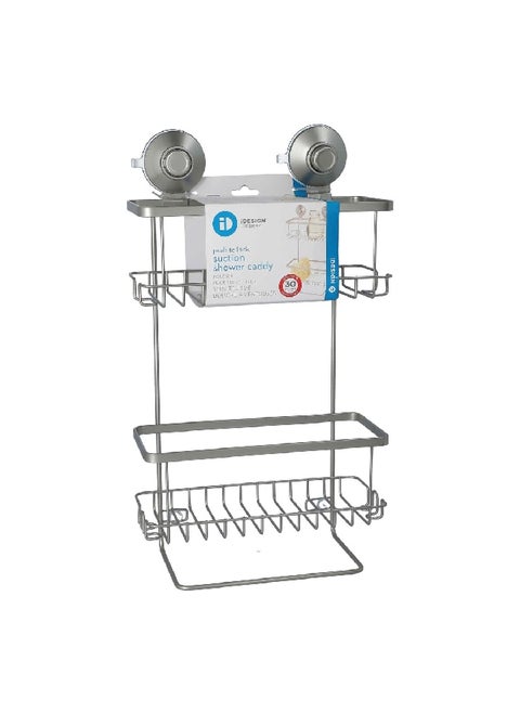 2-Tier Push To Lock Suction Rust-Resistant Shower Caddy Silver 9.1 x 4.53 x 3.63 inch 23525ES