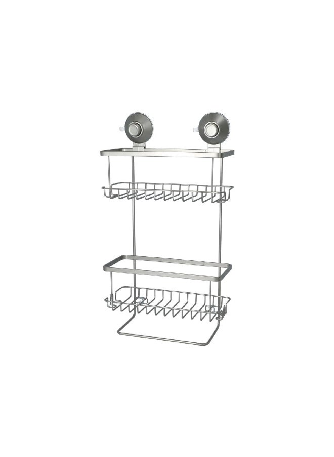 InterDesign - 2-Tier Push To Lock Suction Rust-Resistant Shower Caddy Silver 9.1 x 4.53 x 3.63 inch 23525ES - Image 1