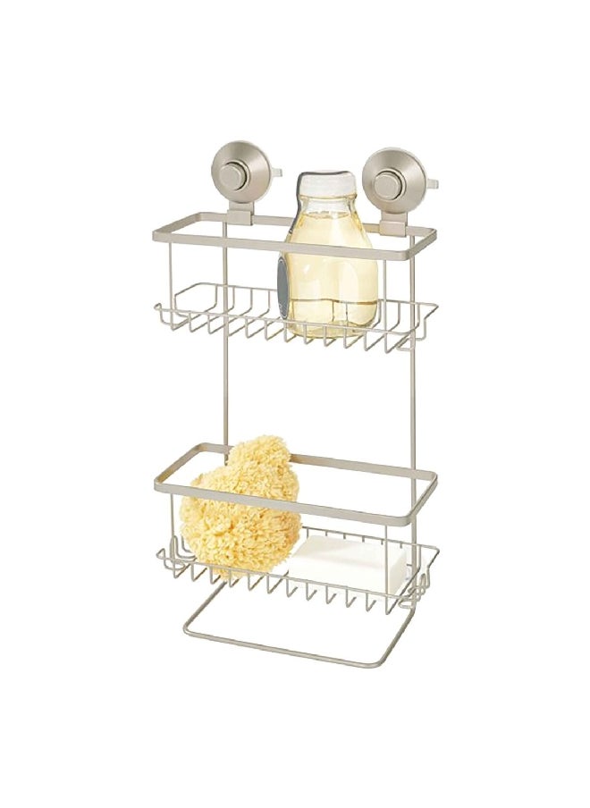 InterDesign - 2-Tier Push To Lock Suction Rust-Resistant Shower Caddy Silver 9.1 x 4.53 x 3.63 inch 23525ES - Image 1
