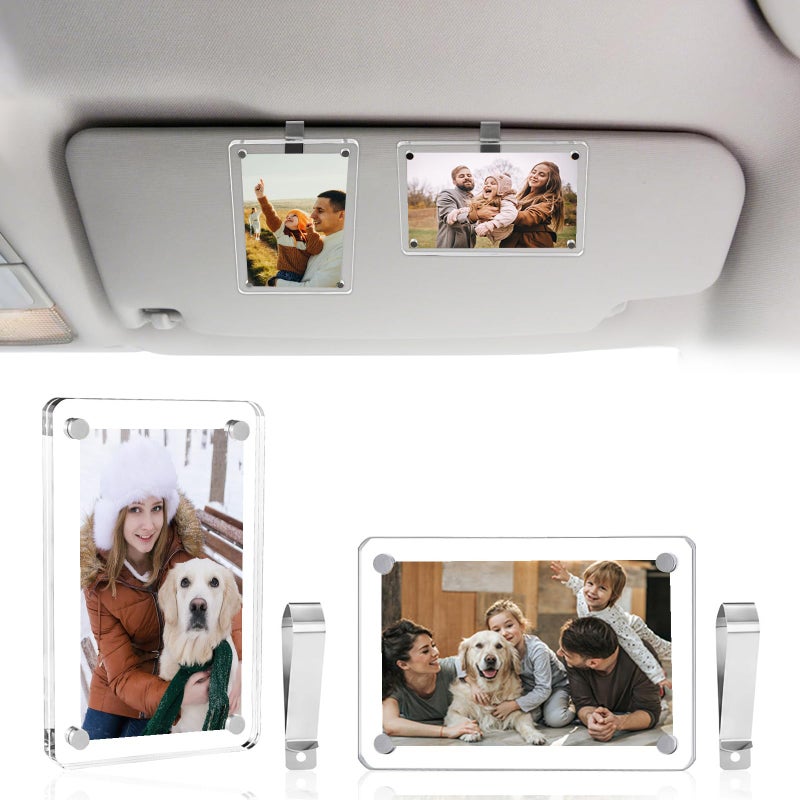 BTPIEL Car Visor Photo Clip Acrylic Magnetic Personalized Car Visor Clip Photo Frame Sun Visor Picture Holder Car Accessories for Women Men Fathers Day Gift Gift for Boyfriend Anniversary Birthday - Image 3