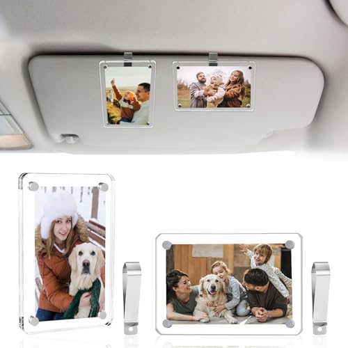 BTPIEL Car Visor Photo Clip Acrylic Magnetic Personalized Car Visor Clip Photo Frame Sun Visor Picture Holder Car Accessories for Women Men Fathers Day Gift Gift for Boyfriend Anniversary Birthday - Image 1