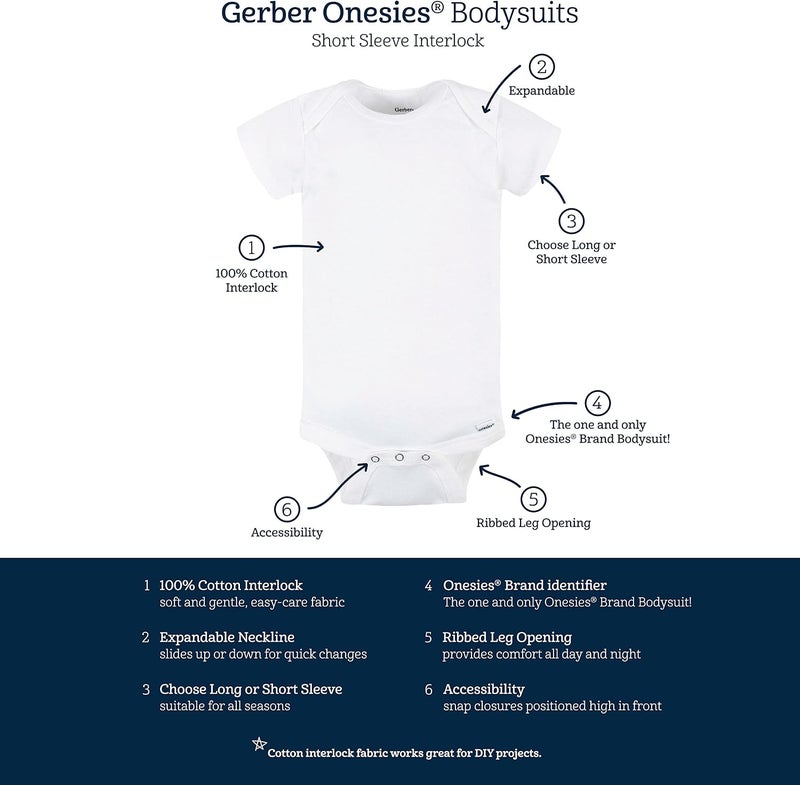 Gerber unisex-baby 5 Pack Onesies Multi-Packs Bundle Interlock 180 gsm Shirt (pack of 5) - Image 3