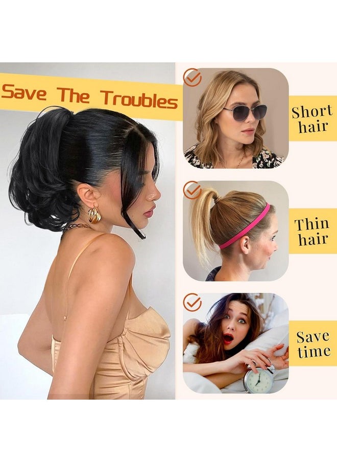 KooKaStyle - Ponytail Extension, 10" Short Claw Clip In Pony Tails Hair Extensions Curly Wavy Synthetic Drawstring Hairpieces For Women Black - Image 1