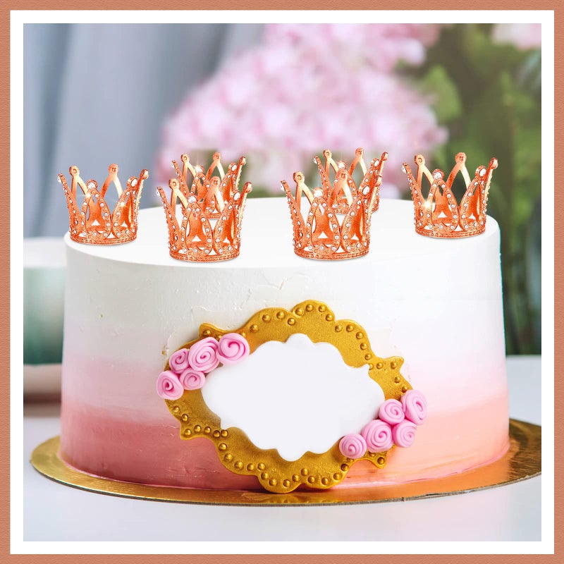 Yulejo 24 Pcs Crown Cake Topper Mini Baby Crown Tiny Queen Crown Small Princess Headpiece Cake Decoration for Women Lady Girl Bridal Wedding Royal Themed Baby Shower Decor Birthday Party (Rose Gold) - Image 5