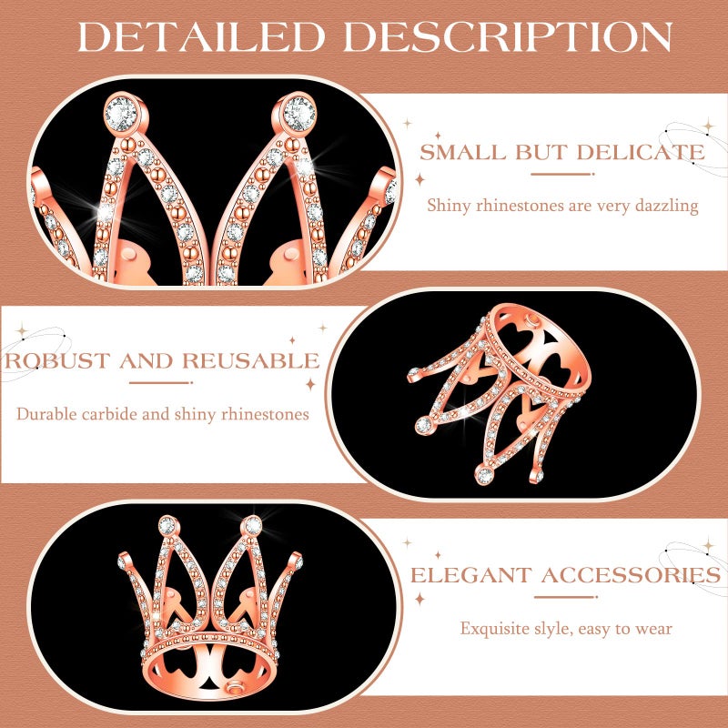 Yulejo 24 Pcs Crown Cake Topper Mini Baby Crown Tiny Queen Crown Small Princess Headpiece Cake Decoration for Women Lady Girl Bridal Wedding Royal Themed Baby Shower Decor Birthday Party (Rose Gold) - Image 3