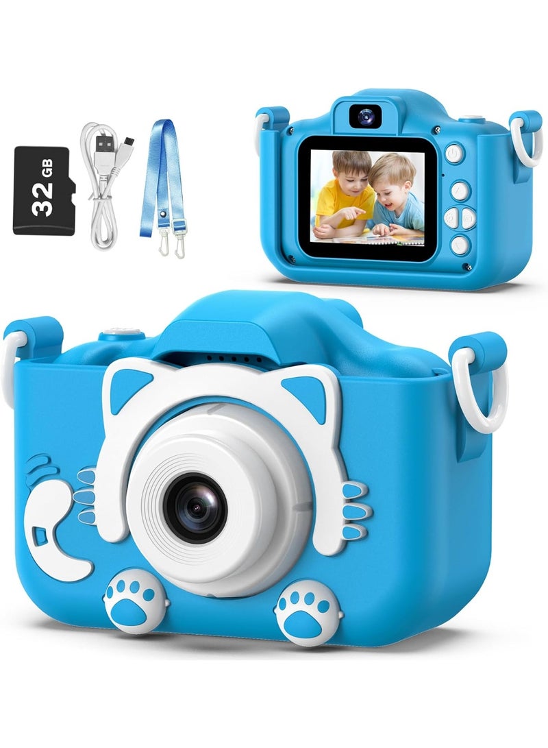 Kids Camera Toys for 3-8 Year Old Girls Boys,Children Digital Video Camcorder Camera with Cartoon Soft Cover, Best Chritmas Birthday Festival Gift for Kids - 32G SD Card Included - Image 1
