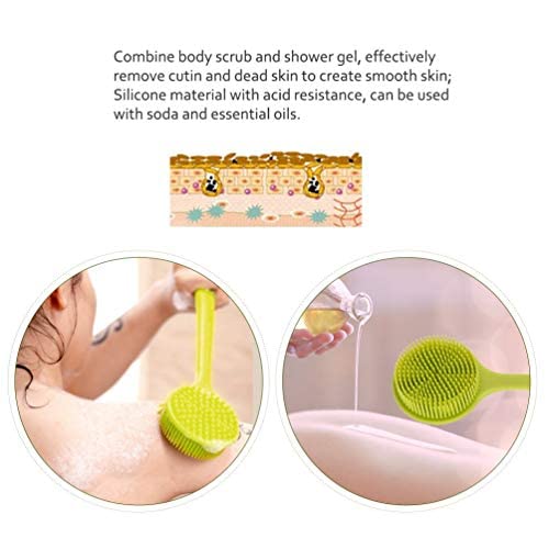NILKANTH® -Slicone Bath Body Brush Exfoliator, Back Brush Long Handle for Shower with Soft Bristles, Back Scrubber, (Grey) - Image 2